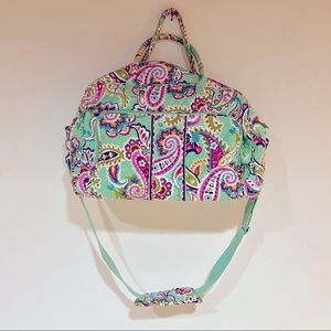 Vera Bradley Weekender Travel Bag Green Paisley Cotton